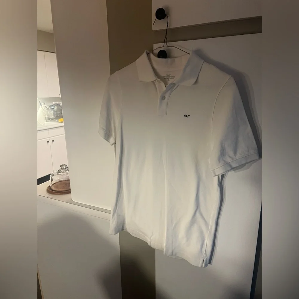 VINEYARD VINES BOYS WHITE COLLAR SHORT SLEEVE SHIRT SIZE XL